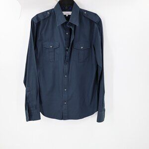 Teddy stradford Zip fit Shirt Men's 3 Long Sleeve Button Up blue Cotton casual